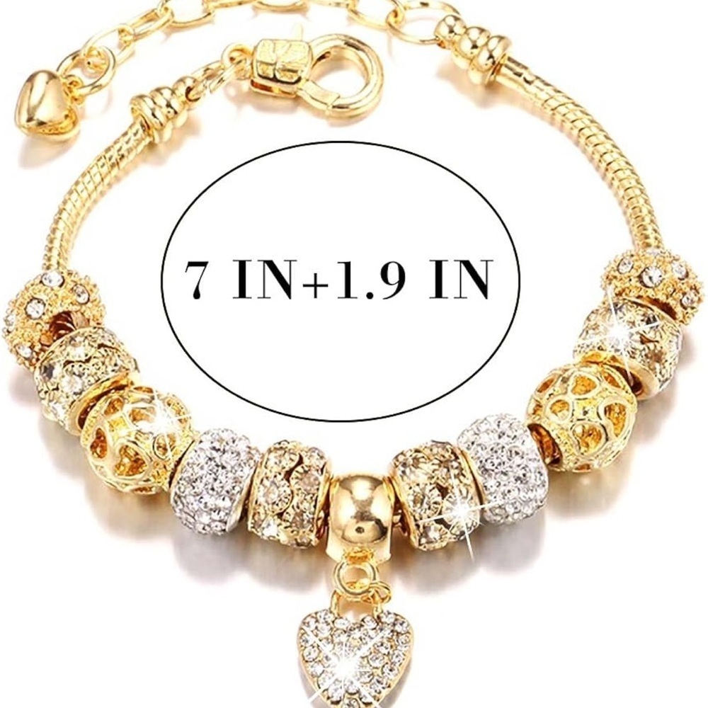 ⚜️ Coquette Romantic Gold Bracelet With Charms - Picture 3 of 6